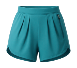 Pleated front running shorts with side zip closure.