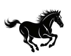 Elegant Running Horse Silhouette Illustration for Design and New Year Motif
