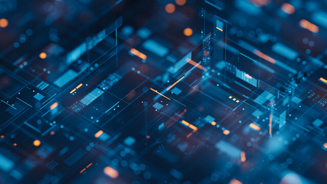 Technology background abstract science big data analysing neural network artificial intelligence futuristic electronic circuit board 3d rendering. - Powered by Adobe