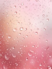 pastel pink peach gradient background with frosted glass texture and water drops