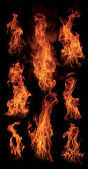 Dynamic flames dance against a black background, creating an energetic and captivating visual display.
