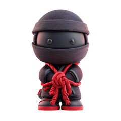 3D Rendered Ninja Character with Cartoon Illustration on Black Background.