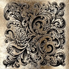 Gold baroque ornamental scrollwork with intricate acanthus details