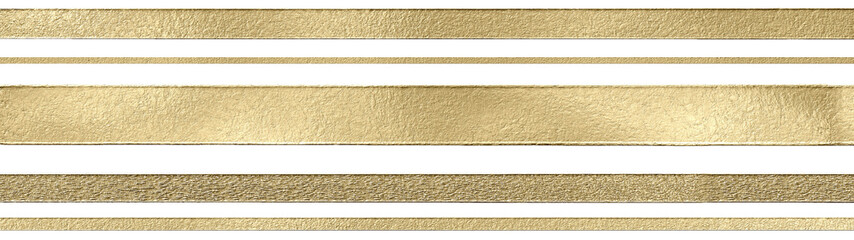 Gold foil glitter stripes on transparent background