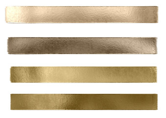 Gold foil texture banners collection with transparent background