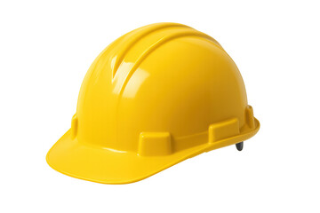 Yellow protective hard hat representing worker safety, construction, engineering, and industrial occupations on a transparent background