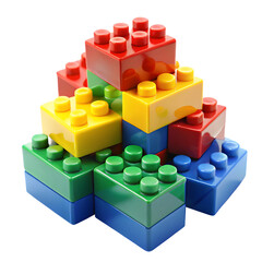 Obraz premium Colorful building blocks stacked high provide endless fun for creative kids, inspiring imagination and learning through play, ideal for educational toys and games