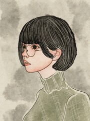 Portrait of a young woman with glasses