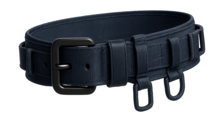 Sturdy utility belt featuring a robust buckle and multiple gear loops.