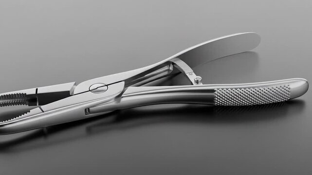 Gleaming steel boneholding forceps on gray a surgical precision instrument