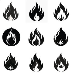 fire  silhouette icons set