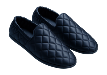 Quilted satin slippers featuring an elasticized back for a snug fit.