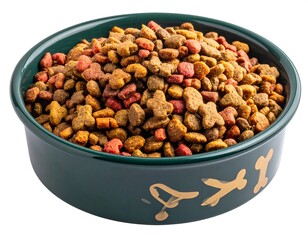 Dog food in green bowl