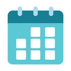 Calendar Vector Icon, Flat Blue Planner Date Symbol, Isolated on White Background