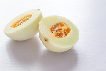 cantaloupe melon on a white background
