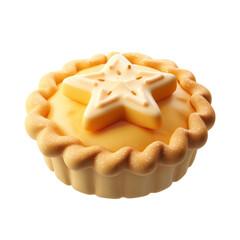 3D Rendered Mince Pie with Star Decoration with Isolated on Black.