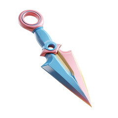 3D rendered kunai weapon with anime style, and isolated on black background.