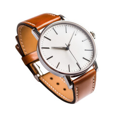 Classic wristwatch with leather strap product photography minimalist style elegant design
