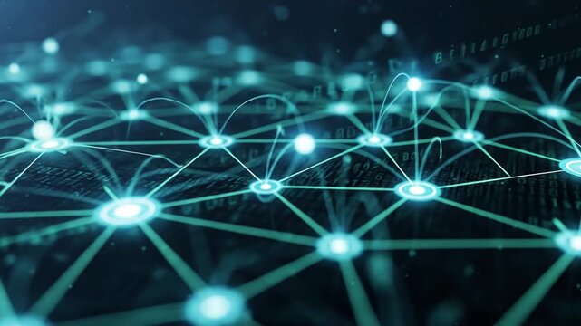Illuminated cyber network connecting digital data points across an ethereal plane