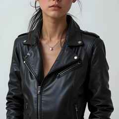 leather jacket, jacket, autumn clothes, AI Generative