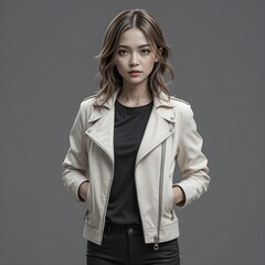 leather jacket, jacket, autumn clothes, AI Generative