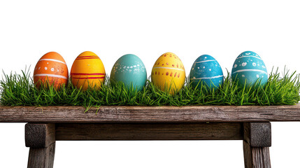 Easter egg decoration event rustic bench photo art spring environment close-up view creative concept