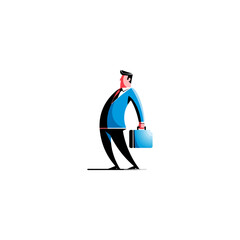 Businessman holding a briefcase in a stylized illustration.