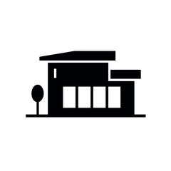 Fototapeta premium Simple geometric modern home with flat roof Line Art Vector illustration