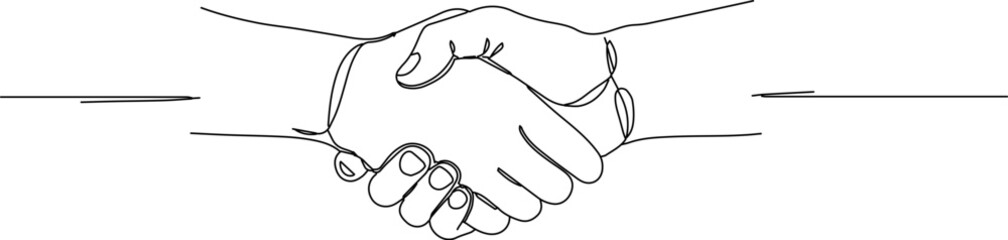 Continuous line drawing of a handshake symbol of agreement vector illustration for business concept