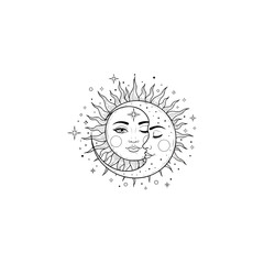 Sun and Moon Celestial Illustration
