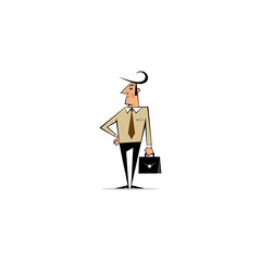 Fototapeta premium Businessman holding a briefcase with a hand on the hip
