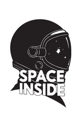 Astronaut helmet with a starry galaxy inside striking graphic silhouette