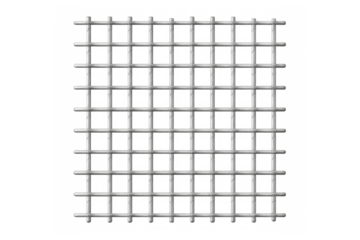 Silver steel wire mesh grid forms a consistent pattern, symbolizing safety, boundary, and restriction, set against a clear backdrop