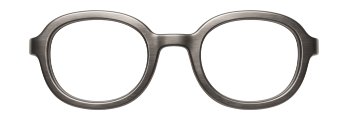 Sleek oval frames in a brushed metallic finish.