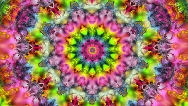Psychedelic kaleidoscope abstract pattern moving background