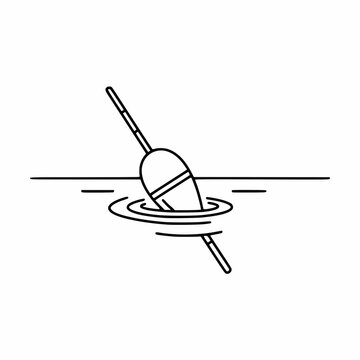 Fishing float bobbing on water illustration in a minimalist style