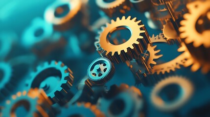 Mechanical engineering gears and cogs system design concept for industrial technology and teamwork ideas