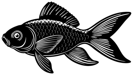 Fototapeta premium Cute Cartoon Goldfish Outline - Aquatic Pet and Marine Life Drawing