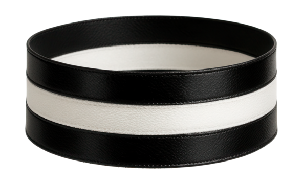 Striped choker featuring alternating black and white fabric bands.