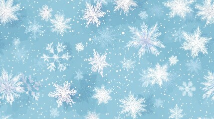 winter seamless pattern with white snowflakes on a light blue background festive christmas and new year holiday vector illustration