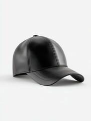 Obraz premium sleek black baseball cap with a smooth shiny finish
