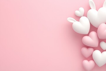 Whispers of Love and Tenderness: A delightful composition of hearts, with a playful bunny ear theme, evokes feelings of affection, care, and the enchantment of spring.