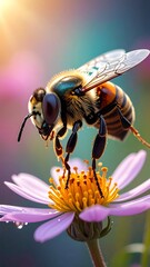 Honeybee on Daisy - A Close-Up of Natures Beauty.