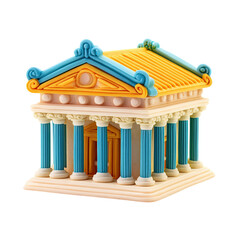 3D Rendered Greek Temple Isolated on Black Background.