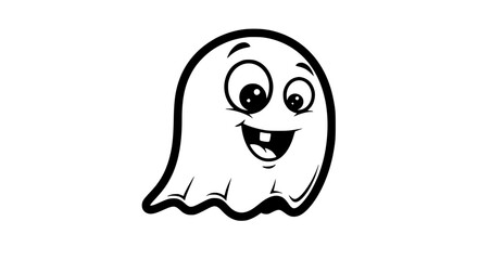 Obraz premium Happy Cartoon Ghost with Big Eyes and a Smile