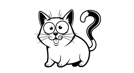 Obraz premium Cute Cartoon Cat with Big Eyes and Tongue Out