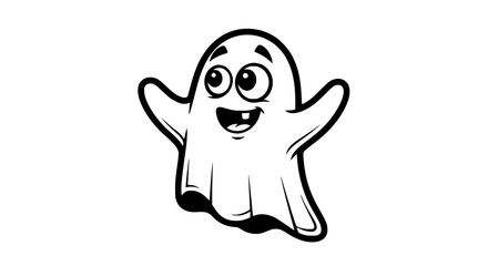 Fototapeta premium Cute Cartoon Ghost with Open Arms and Smiling Face