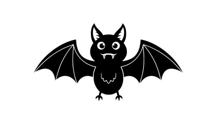 Obraz premium Cute Black Bat with Wide Wings and Big Eyes