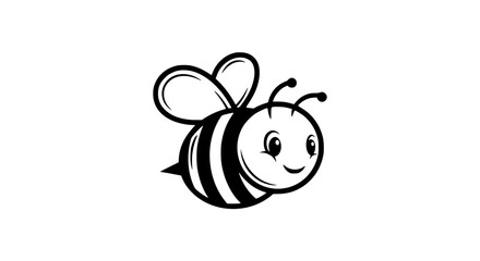 Obraz premium Adorable cartoon bee with happy face and wings illustration