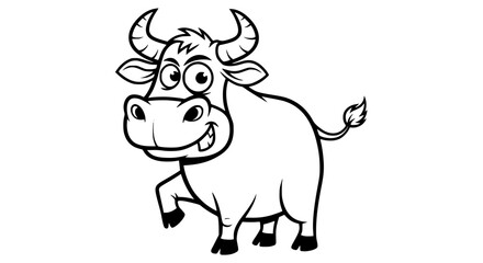 Happy Cartoon Bull Walking with a Smile
